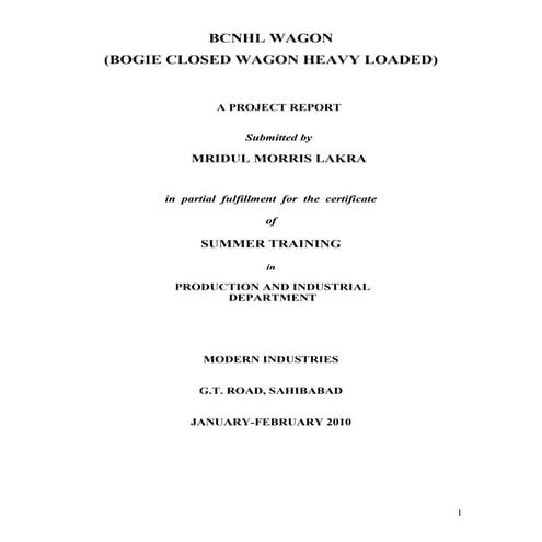 Wagon project report mechanical vocational training presentation haxxo24 i~i