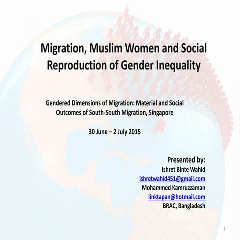Migration, Muslim Women and Social Reproduction of Gender Inequality | PPTX