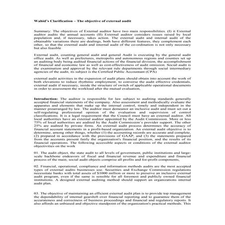 Wahid’s clarification – the objective of external audit