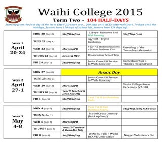 Waihi college 2015 printable calend...