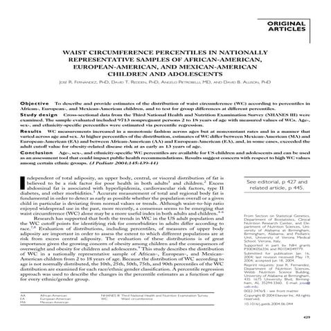 Waist circumference percentiles