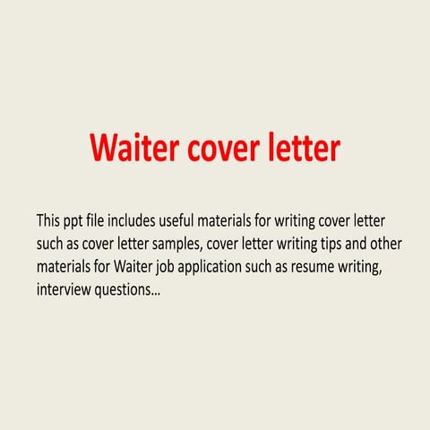 Waiter cover letter