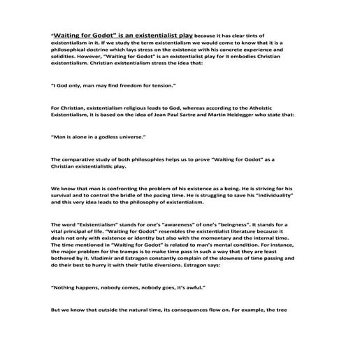 Waiting for goddot existentialist