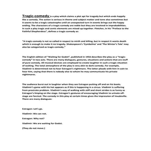 Waiting for goddot trag ic comdy