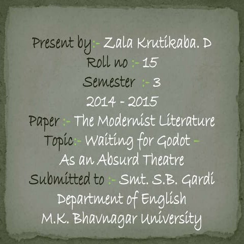 Waiting for Godot as an Absurd theater 