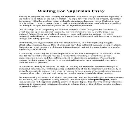 Waiting For Superman Essay