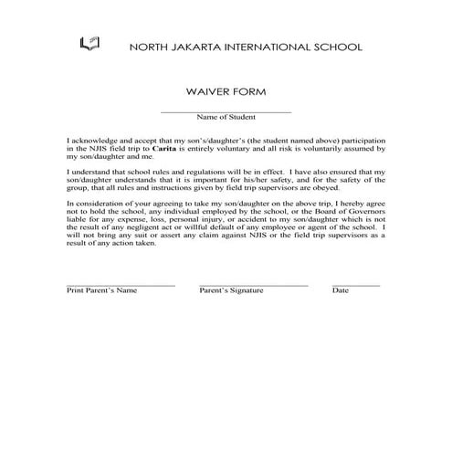 Volunteer release and waiver template