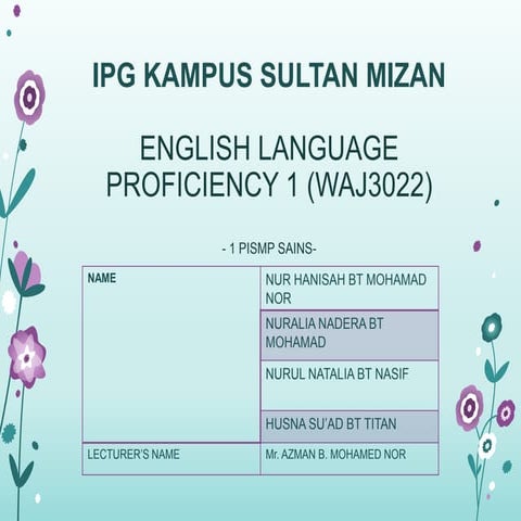 English Language Proficiency 1 (Waj3022)