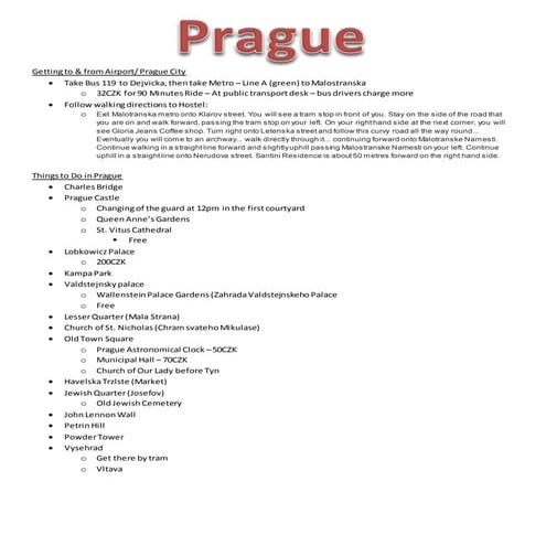 Travel Guide - Prague, Dublin, Lisbon