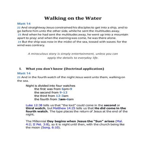 Walking on the Water