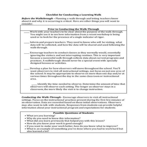 Walkthrough checklist PDF