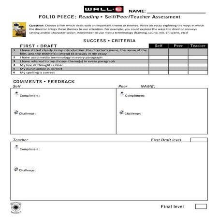 Wall e peer assessment