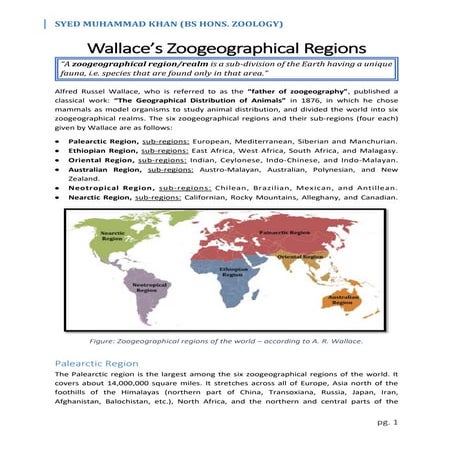 Wallace's Zoogeographical Realms
