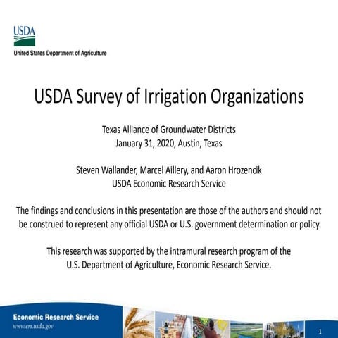 Usda Secretary's Award 2021 Survey Of Irrigation Organizations
