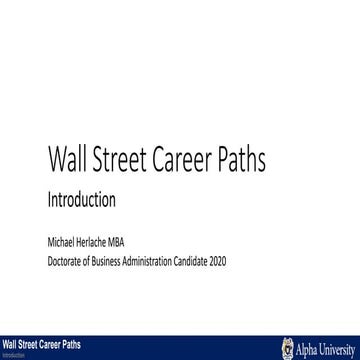Wall Street Career Paths