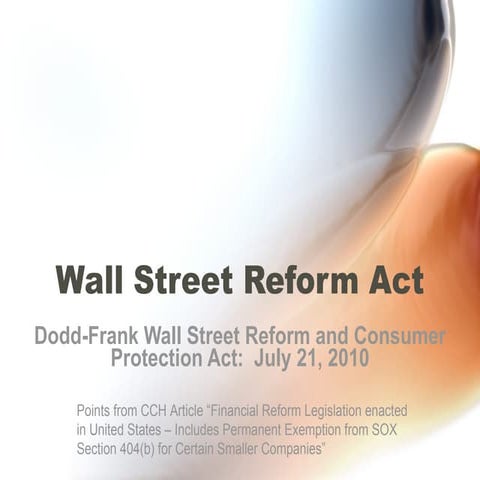 Wall Street Reform Act Summary