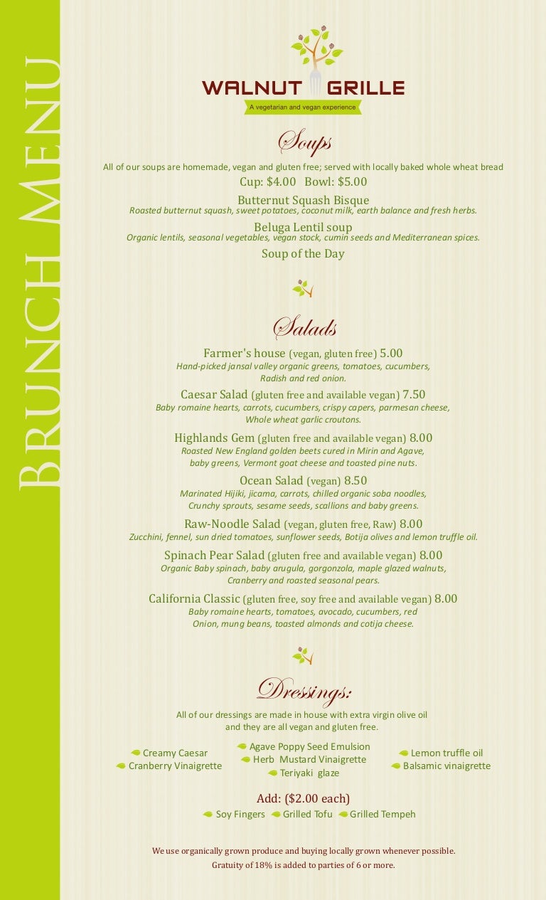 Walnut grille brunch menu