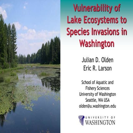 Vulnerability of lake ecosystems to species invasions in Washington