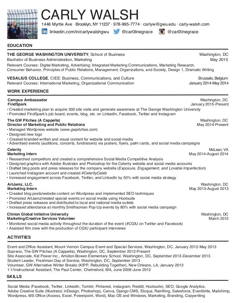 carly walsh s resume
