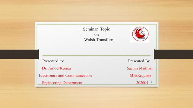 Walsh transform