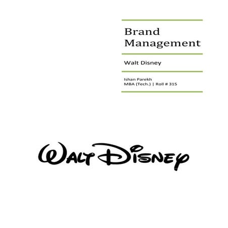Brand Management - Walt Disney (Case Study)