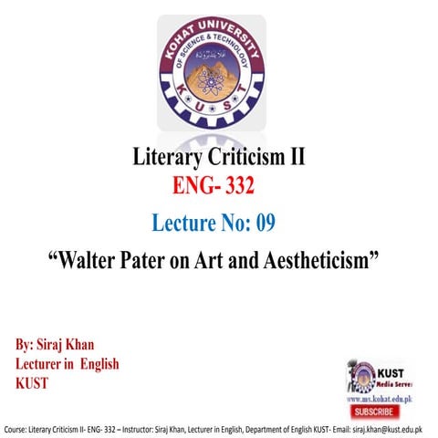 Walter pater on style and aestheticism