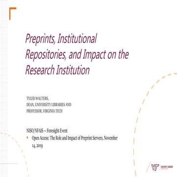 Walters "Preprints, the Institutional Repository and the Impact on the Resear...