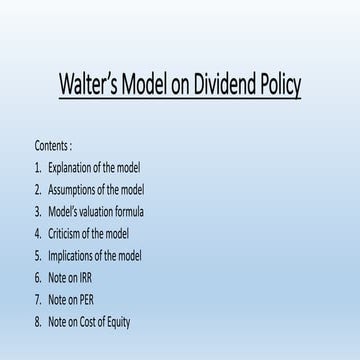 Walter’s model on dividend policy
