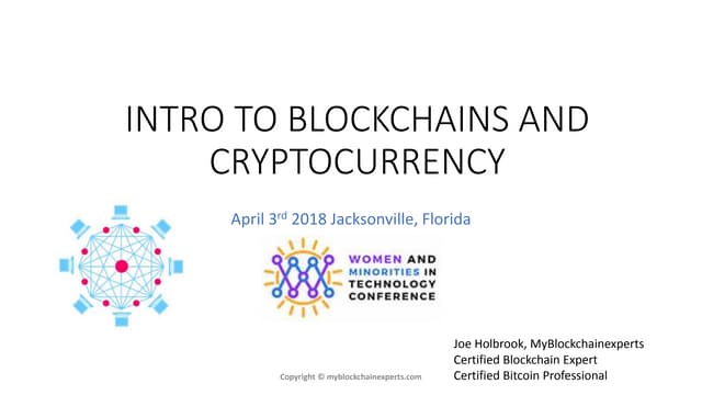 INTRO TO BLOCKCHAINS AND CRYPTOCURRENCY