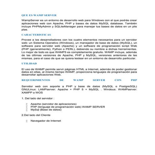 Wampserver caracteristicas y especificaciones