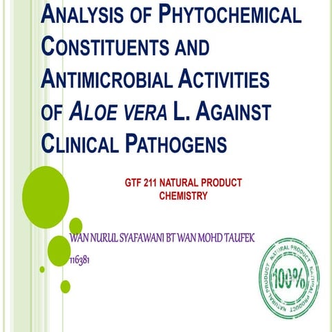 Analysis of phytochemical constituents and antimicrobial activities in aloe vera