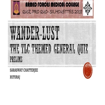 Wanderlust- TLC Themed General Quiz