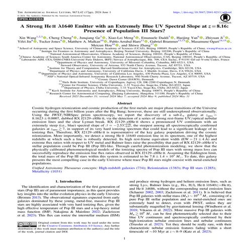 A Strong He II λ1640 Emitter with an Extremely Blue UV Spectral Slope at z=8....