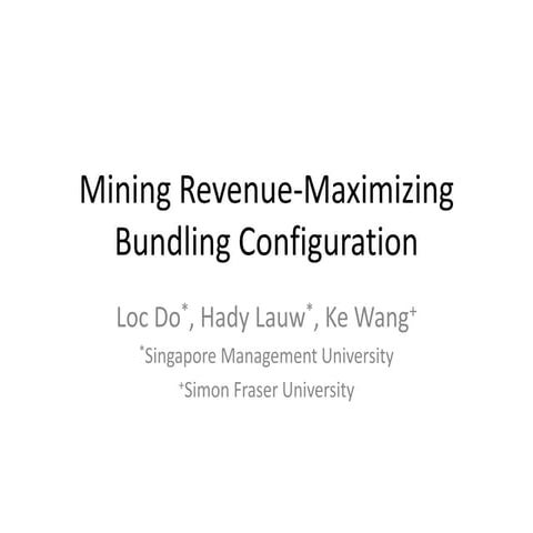 Wang ke mining revenue-maximizing bundling configuration