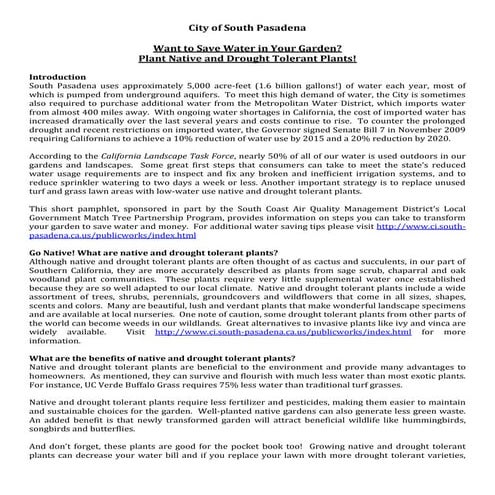 Want To Save Water In Your Garden. Plant Native and Drought Tolerant Plants -...