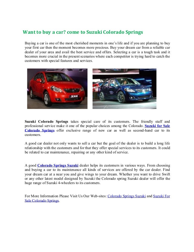 Car Dealerships Colorado Springs >> Want To Buy A Car Come To Suzuki Colorado Springs Car Dealerships Colorado Springs >> Want To Buy A Car Come To Suzuki Colorado Springs