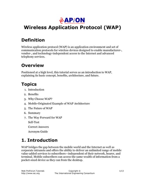 Wireless application protocol ppt | PPTX