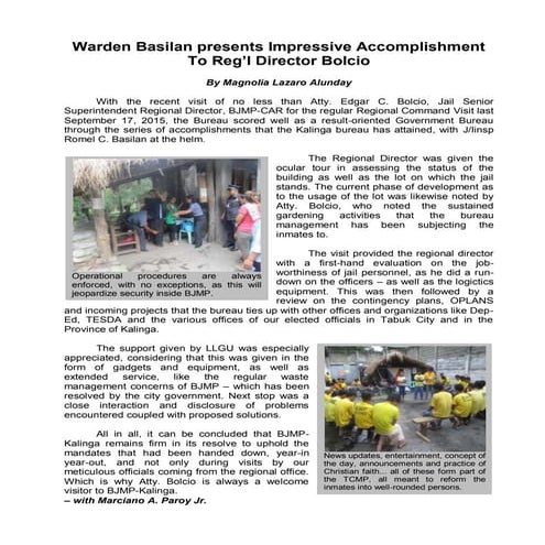 Warden basilan presents impressive accomplishment