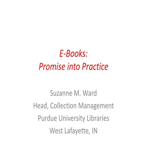 NISO Virtual Conference: The Eternal To-Do List: Making Ebooks work in Libraries
