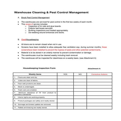 Warehouse housekeeping