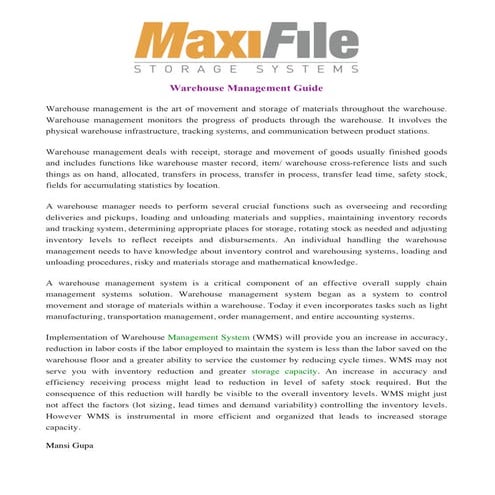 Warehouse Management System Process | PPTX