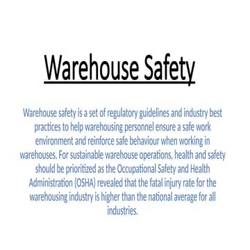 Please create a PowerPoint presentation for warehouse management at Varun Bev...