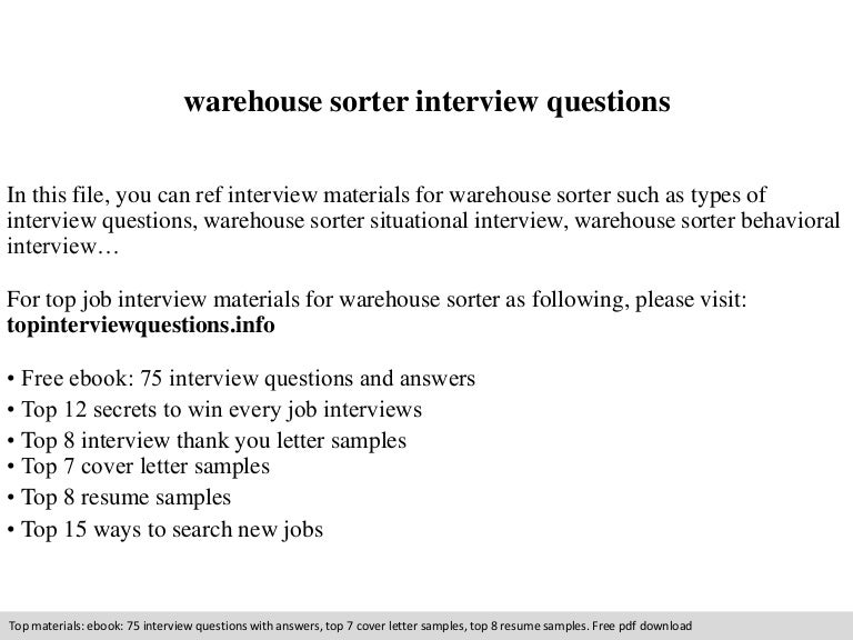 Warehouse sorter interview questions