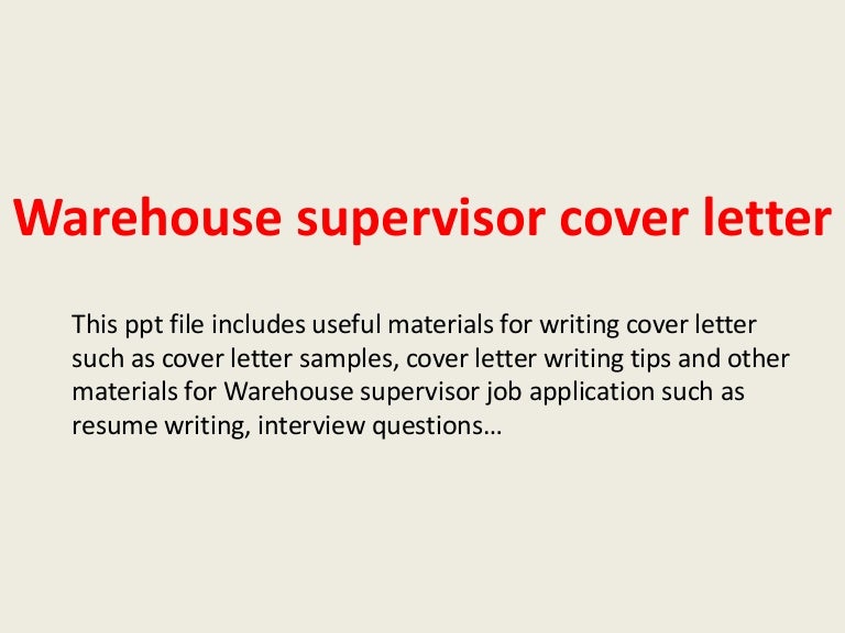warehouse cover letter for resumes