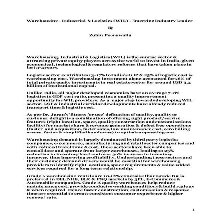 Warehousing   industrial  &amp; logistics (wil) - emerging industry leader