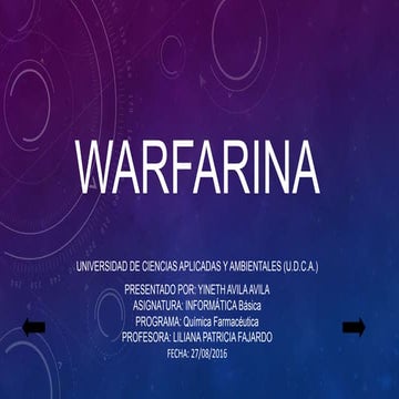 Warfarina - anticoagulante. | PPTX