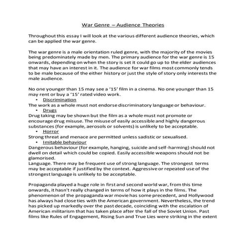 War genre audience theories