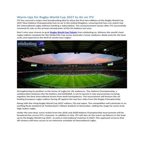 Warm-Ups for Rugby World Cup 2027 to Air on ITV.docx