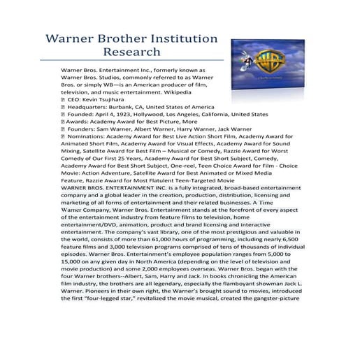 warner bro | PPTX