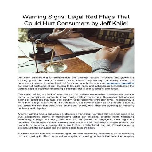 Warning Signs_ Legal Red Flags That Could Hurt Consumers by Jeff Kaliel.pdf